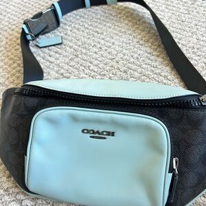 Coach Men's Black and Light Blue Belt Bag